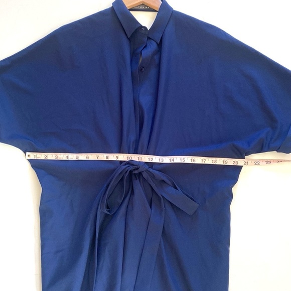 (A9) Alton Gray keyhole back Navy Blue shirtdress with pockets, Size 4 - Picture 12 of 14